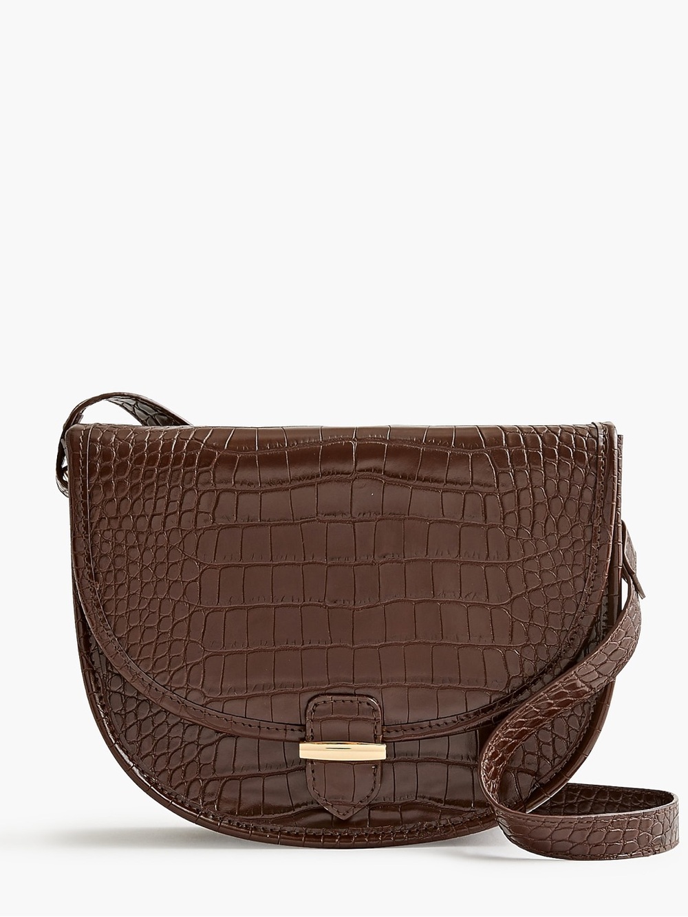 J Crew Croc Half Moon Brown Crossbody Bag